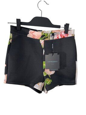 NWT Cynthia Rowley black shorts roses size 6 New